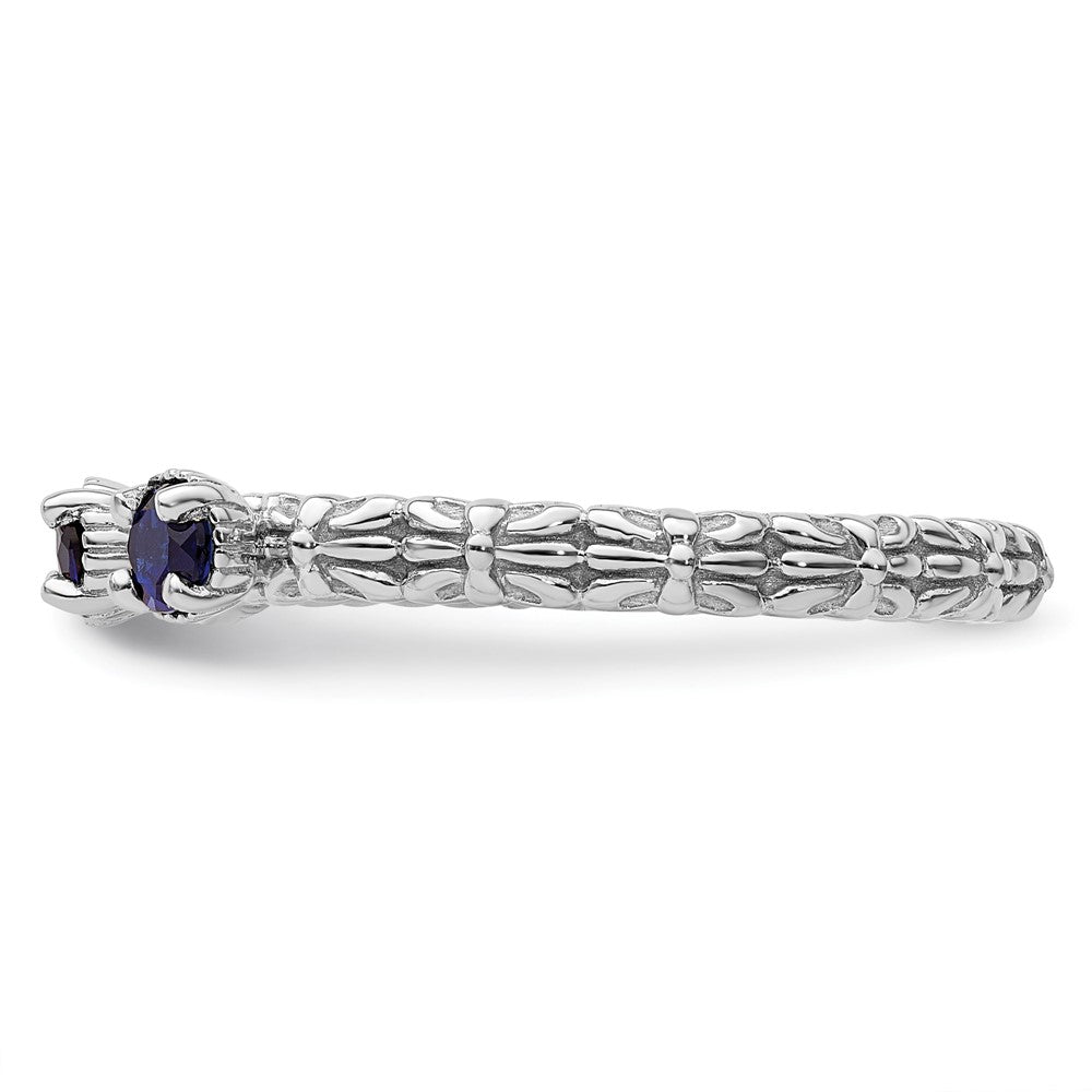 Sterling Silver Stackable Expressions Created Sapphire Three Stone Ring
