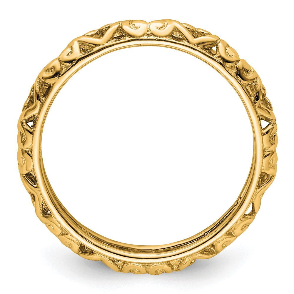Sterling Silver Stackable Expressions Gold-plated Carved Ring