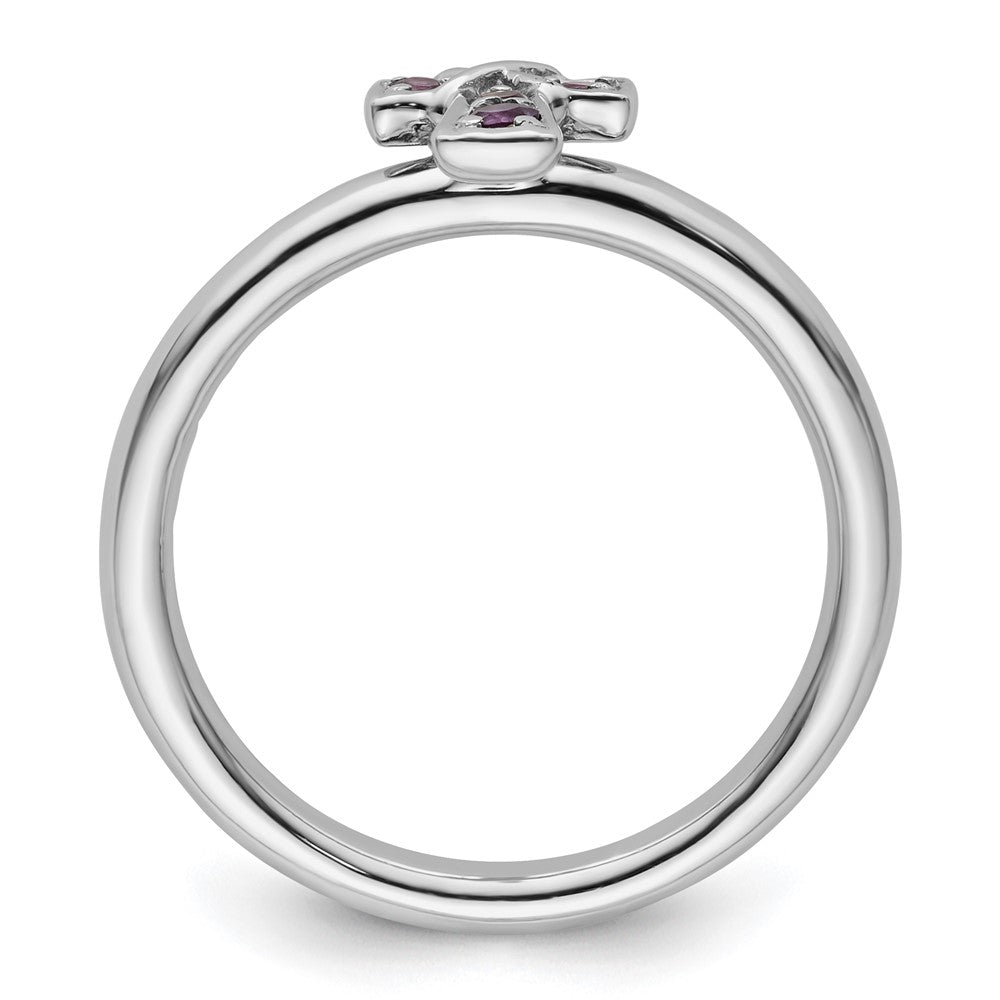 Sterling Silver Stackable Expressions Rhodium Amethyst Cross Ring
