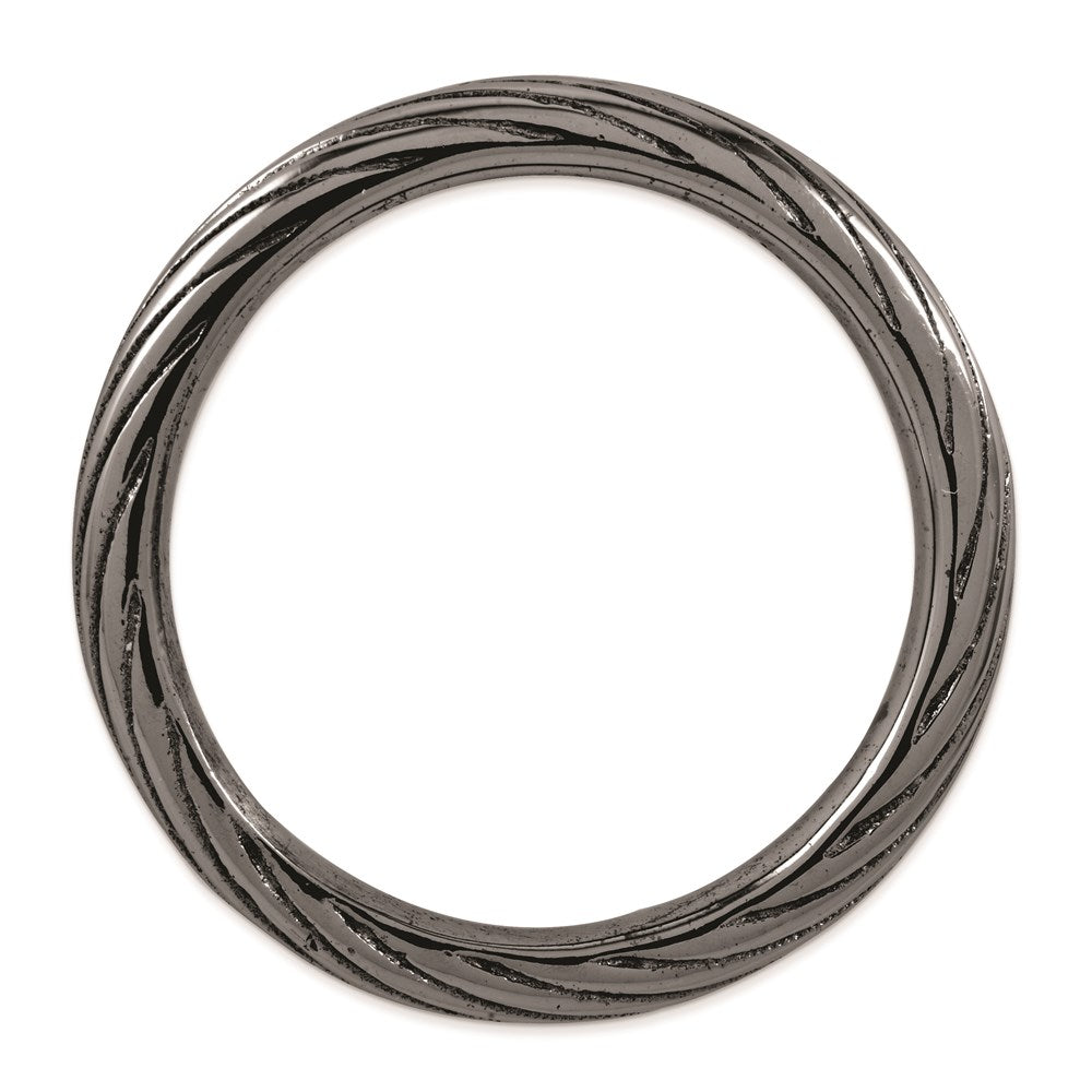 Sterling Silver Stackable Expressions Black-plated Textured Ring