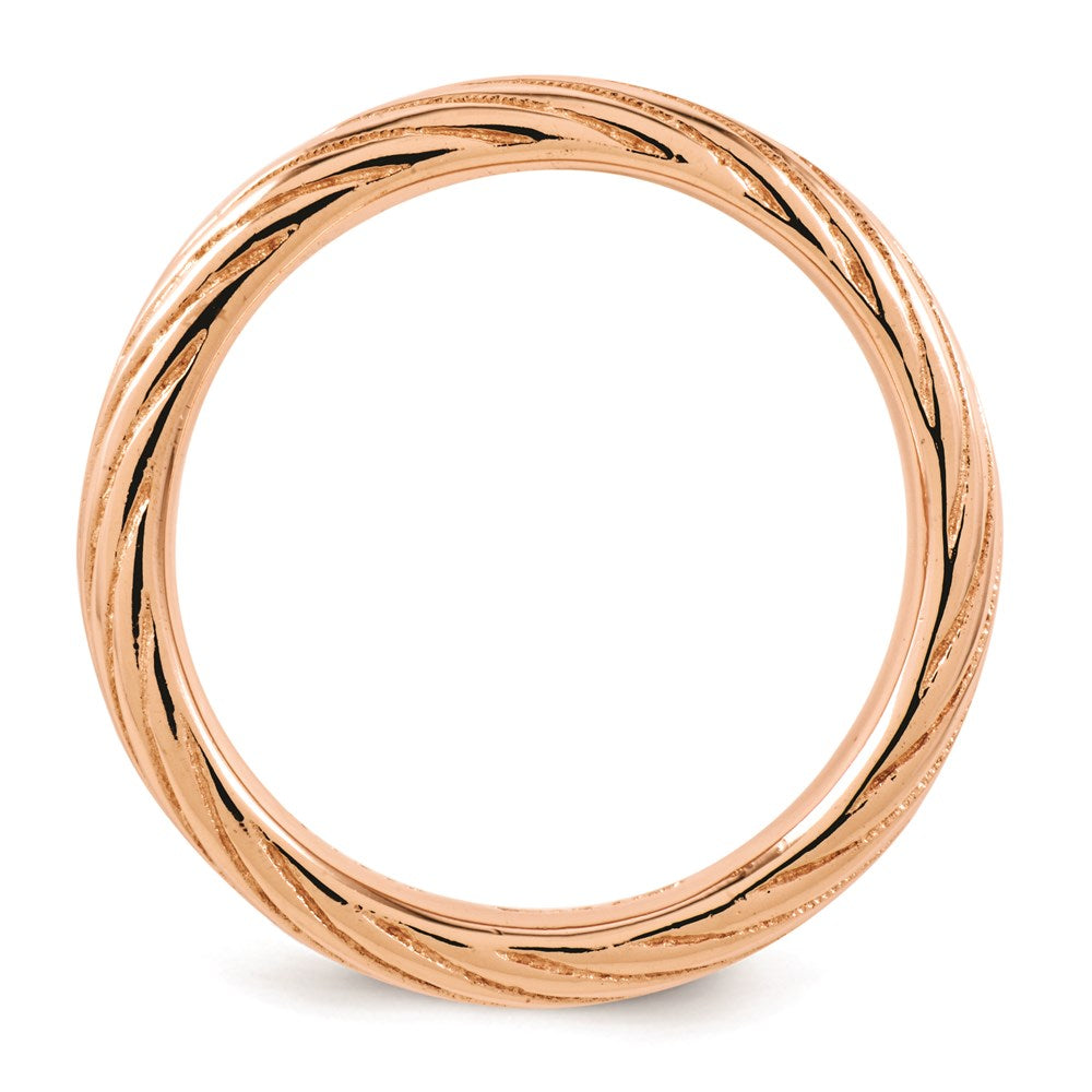 Sterling Silver Stackable Expressions Pink-plated Textured Ring