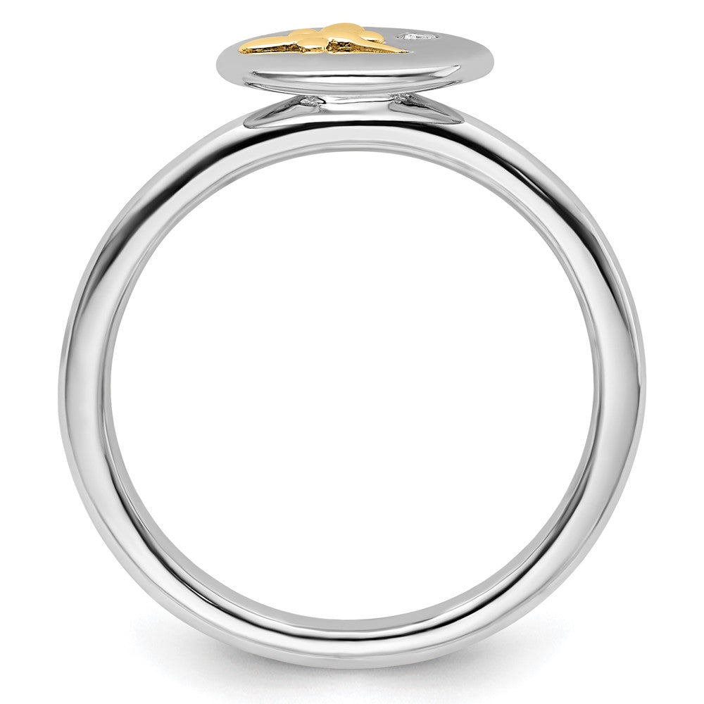 Sterling Silver & 14k Dragonfly Stackable Expressions Diamond Ring