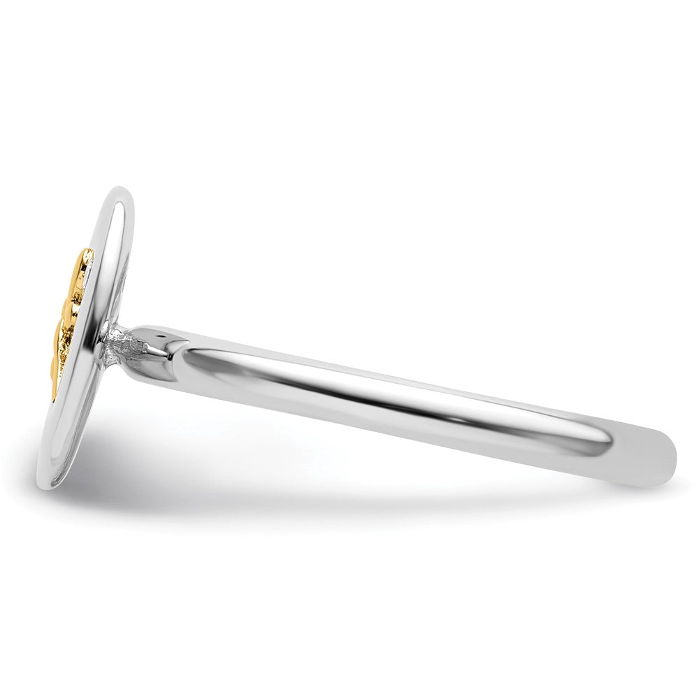 Sterling Silver & 14k Dragonfly Stackable Expressions Diamond Ring