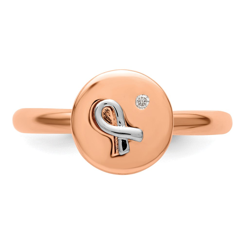 Sterling Silver, 14k Rose & White plated Stackable Expressions Diamond Ring