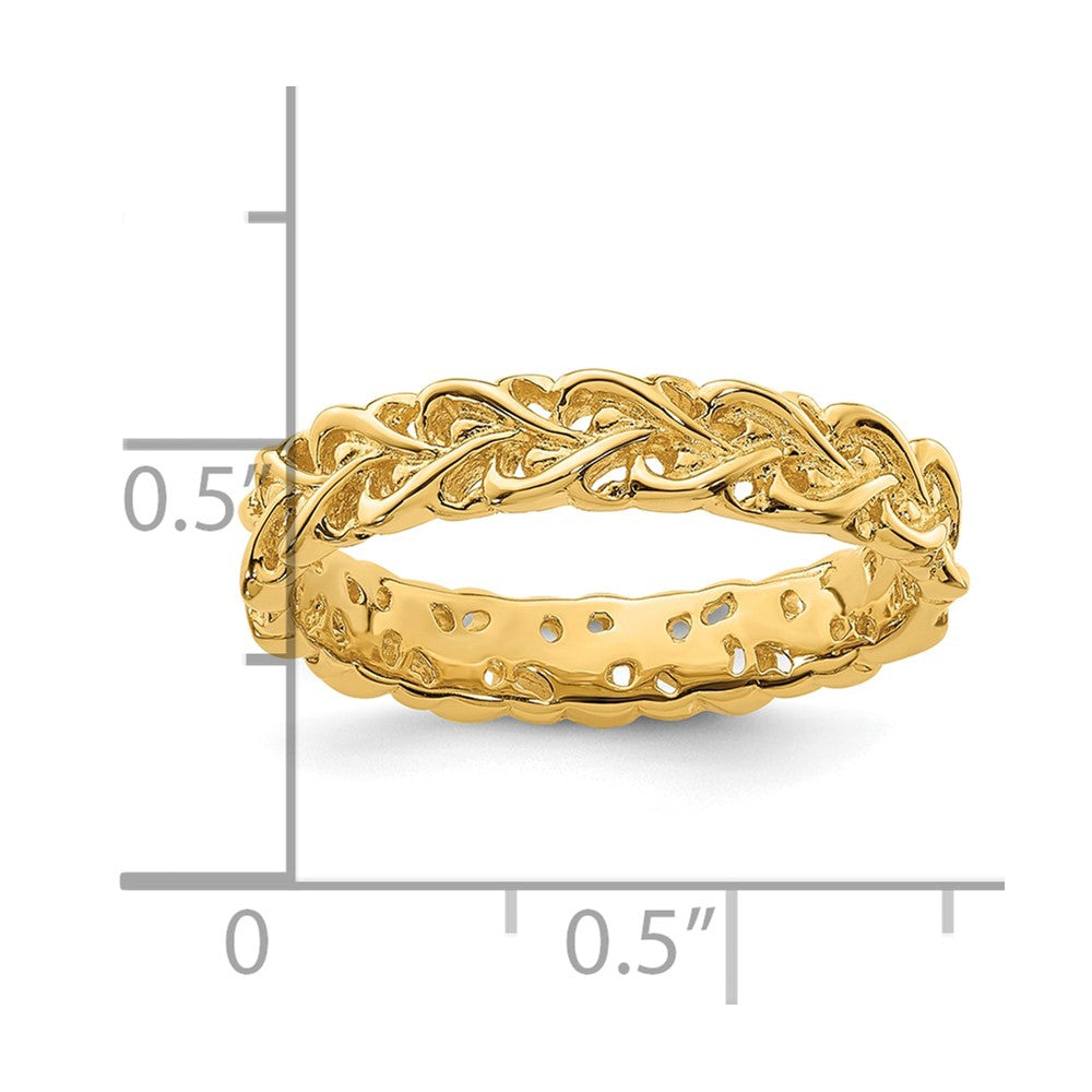 Sterling Silver Stackable Expressions Gold-plated Carved Band