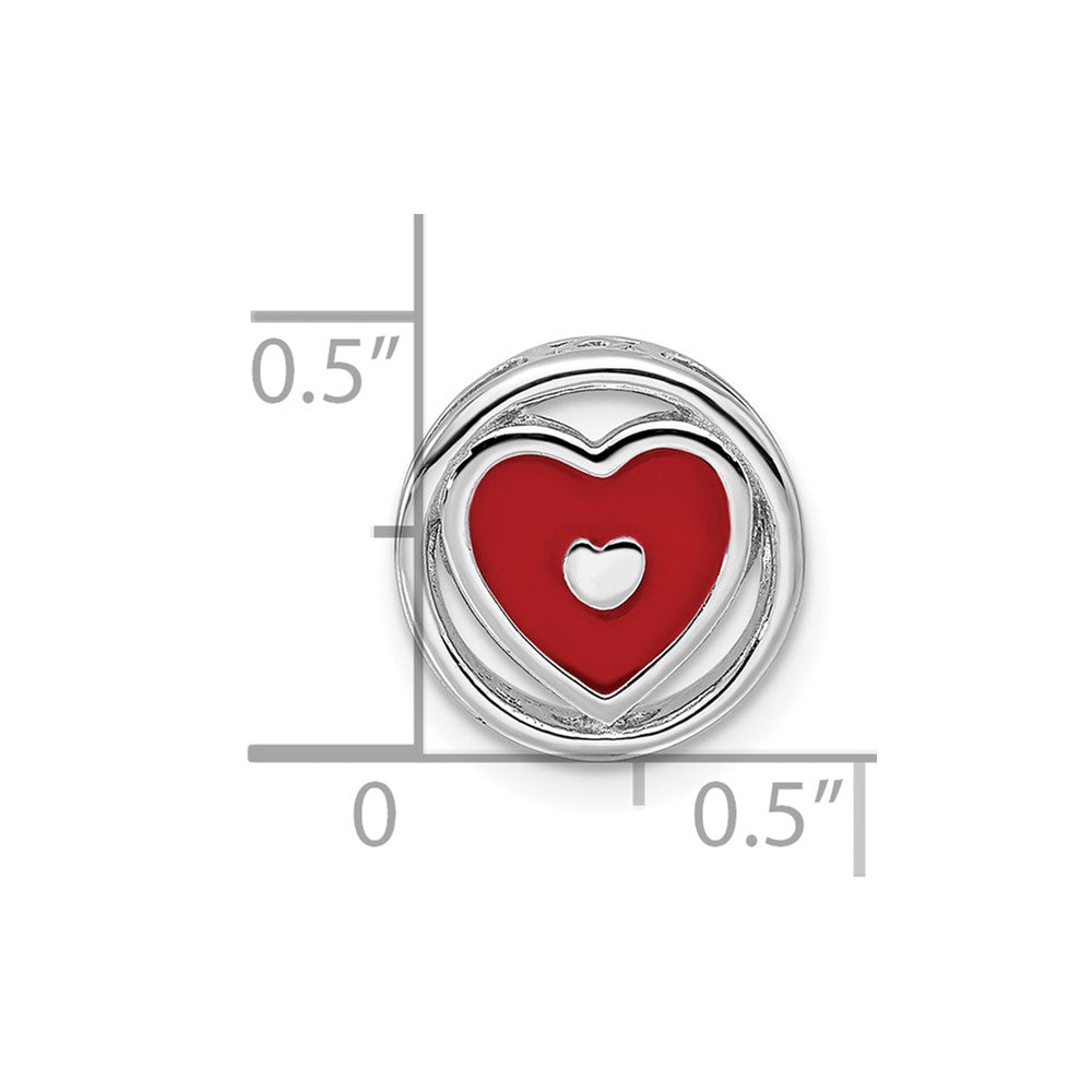 Sterling Silver Stackable Expressions Small Red Enameled Heart Chain Slide