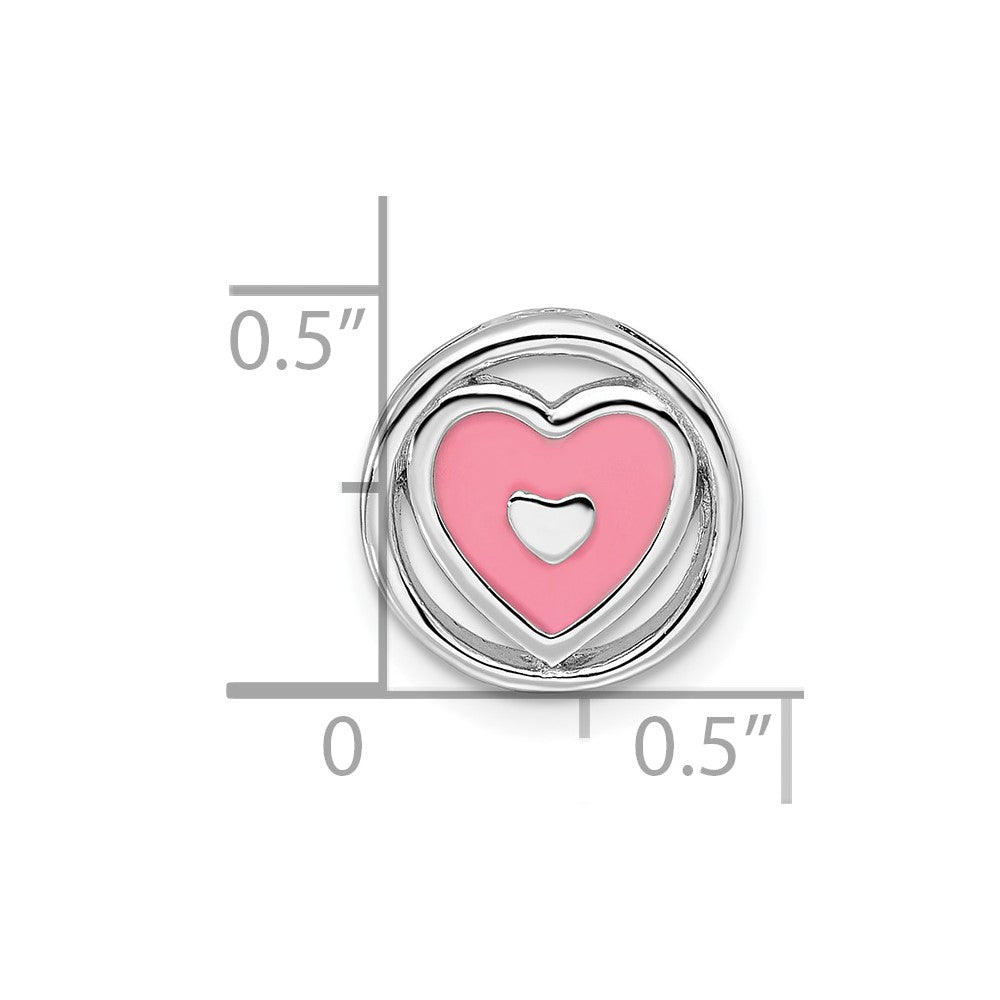 Sterling Silver Stackable Expressions Small Pink Enameled Heart Chain Slide