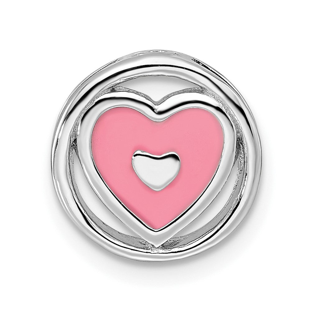 Sterling Silver Stackable Expressions Small Pink Enameled Heart Chain Slide