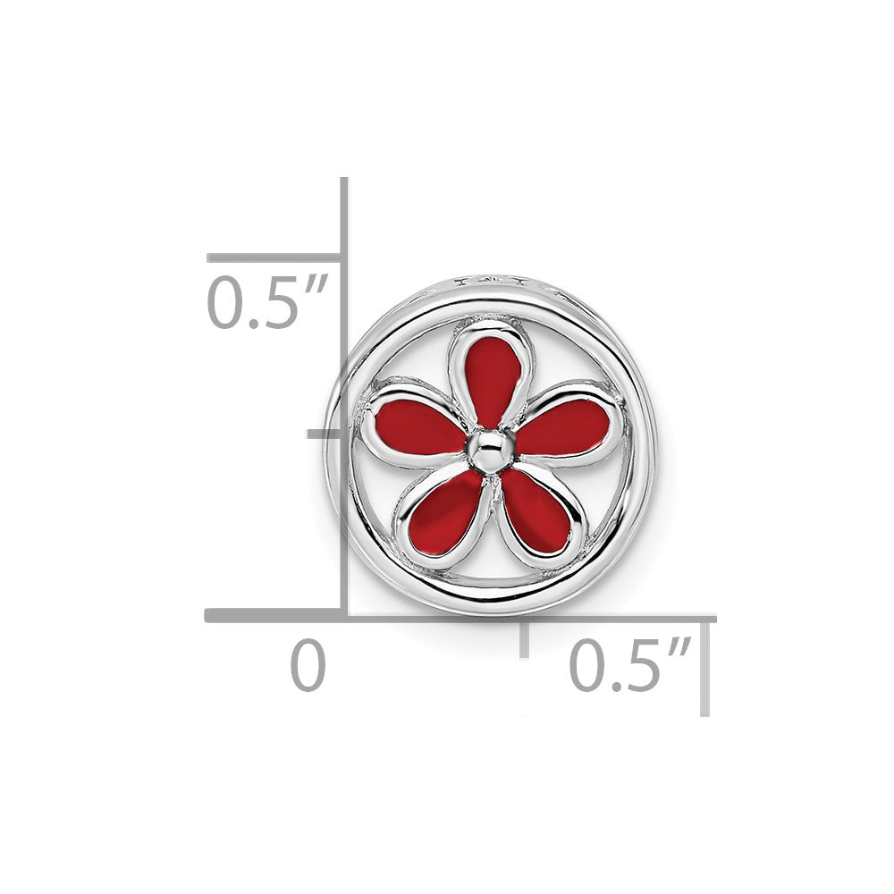 Sterling Silver Stackable Expressions Sm Red Enameled Flower Chain Slide