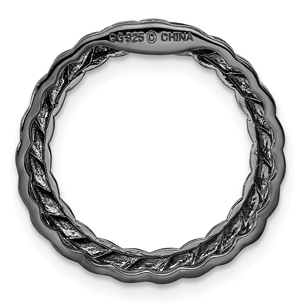 Sterling Silver Stackable Expressions Blk-plated Med Polished Chain Slide