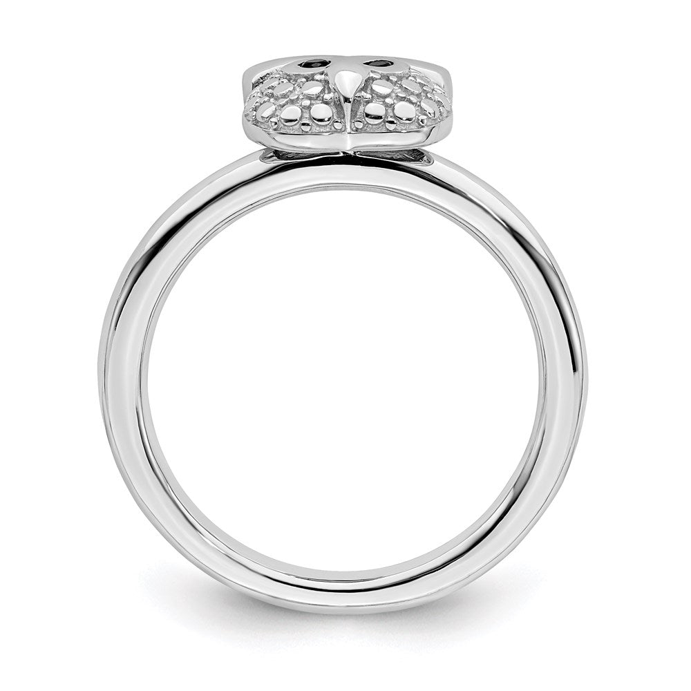 Sterling Silver Stackable Expressions Polished Onyx Owl Ring