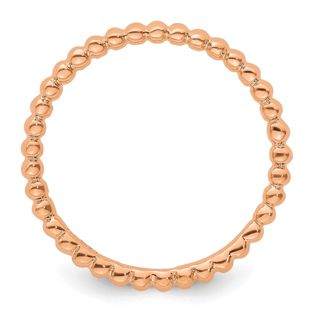 Sterling Silver Stackable Expressions Pink-plated Beaded Ring