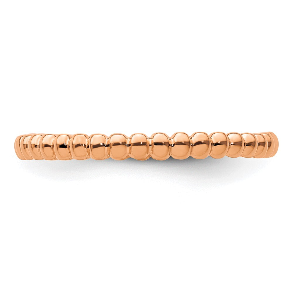 Sterling Silver Stackable Expressions Pink-plated Beaded Ring