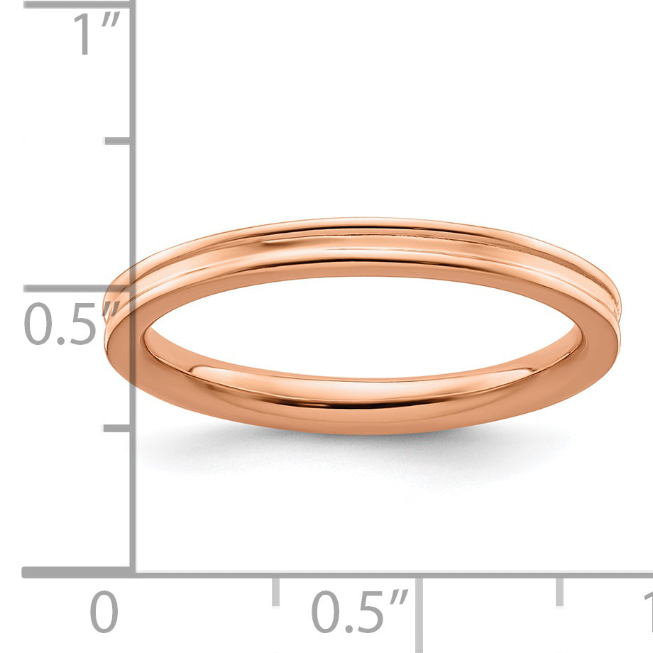 Sterling Silver Stackable Expressions Pink-plated Grooved Ring