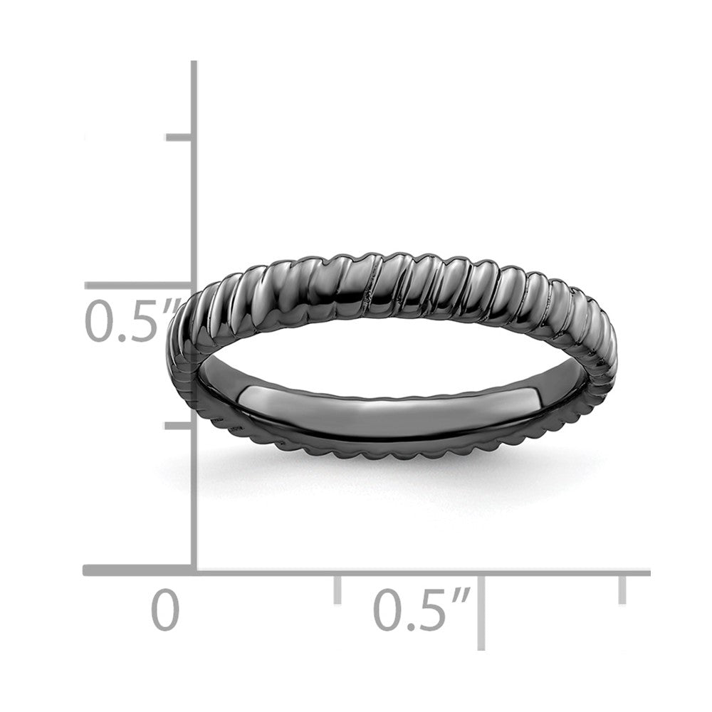 Sterling Silver Stackable Expressions Black-plated Ring