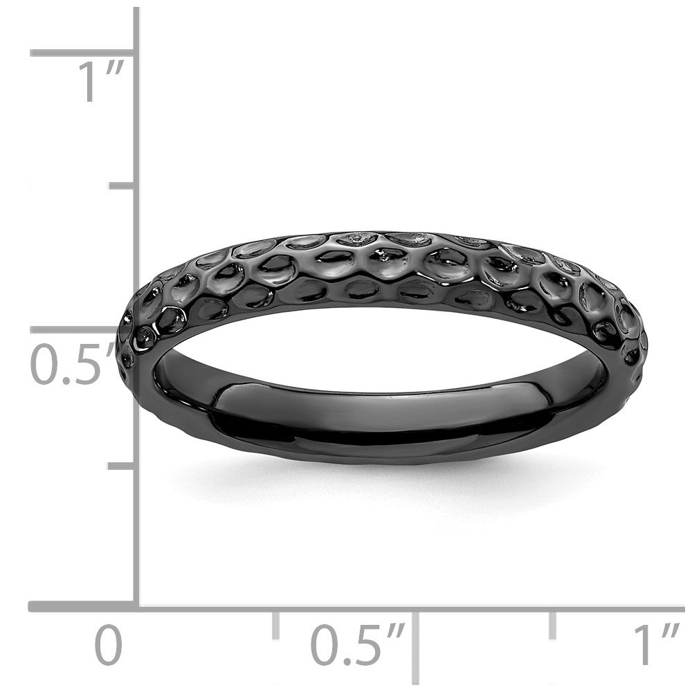 Sterling Silver Stackable Expressions Black-plated Ring