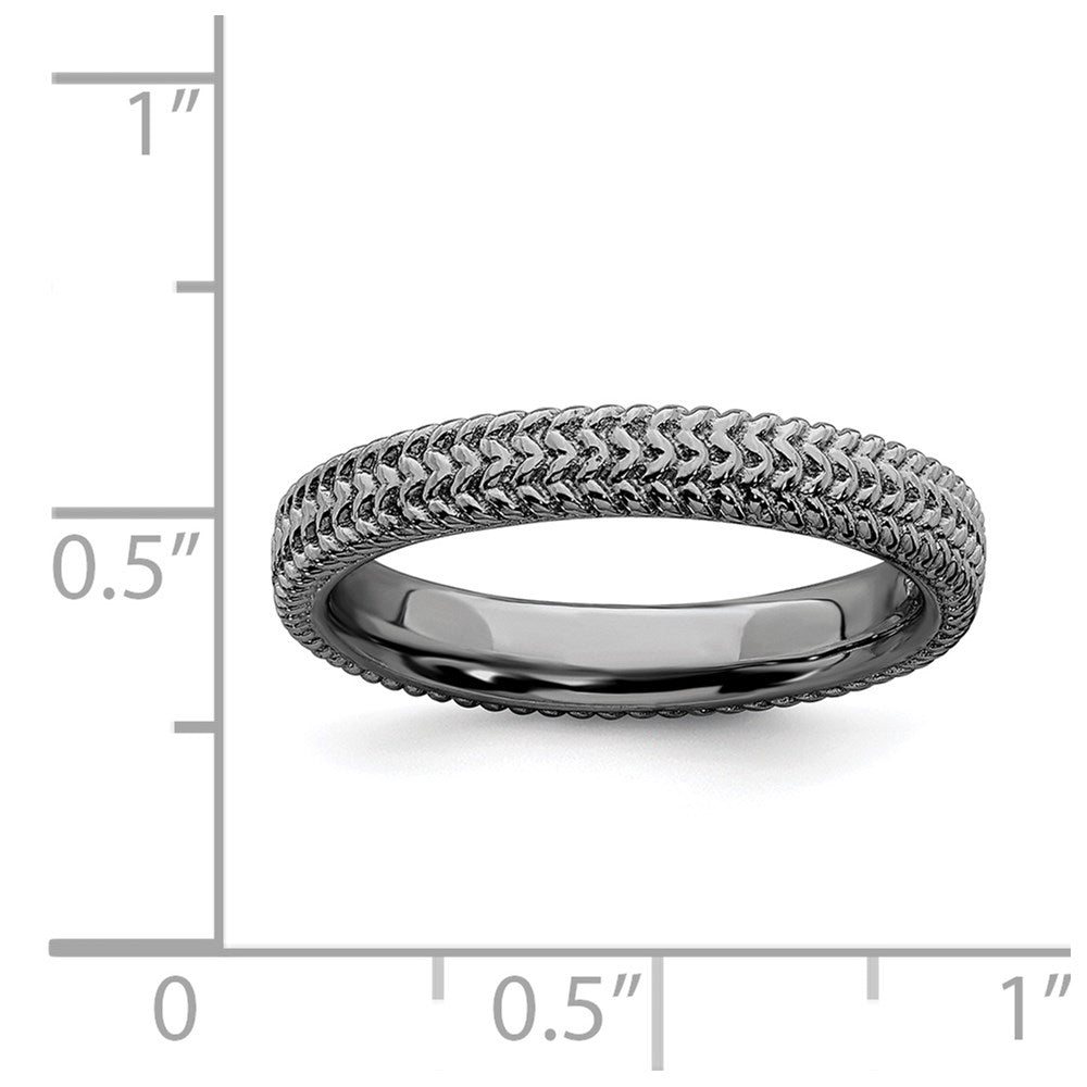 Sterling Silver Stackable Expressions Black-plated Ring