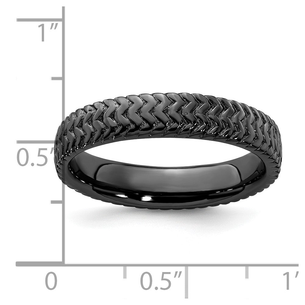 Sterling Silver Stackable Expressions Black-plated Ring