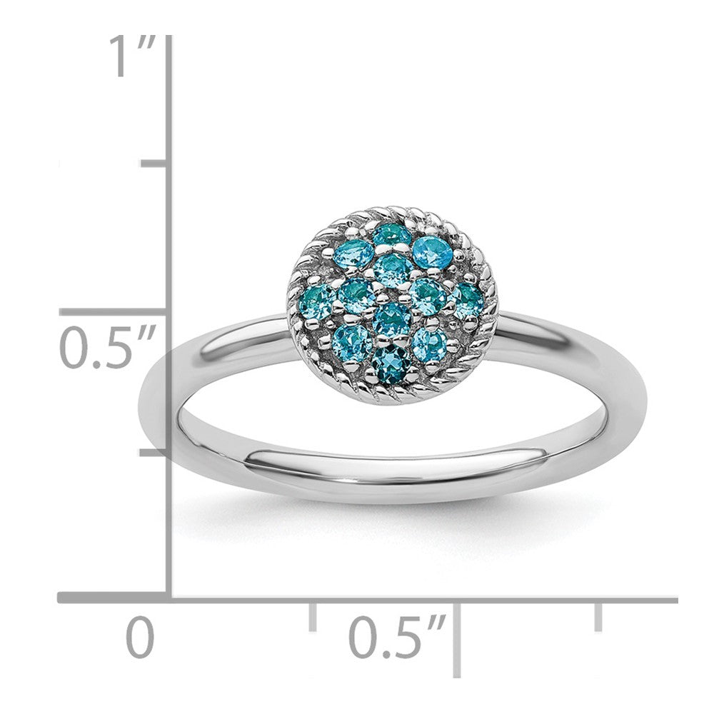 Sterling Silver Stackable Expressions Blue Topaz Rhodium Ring