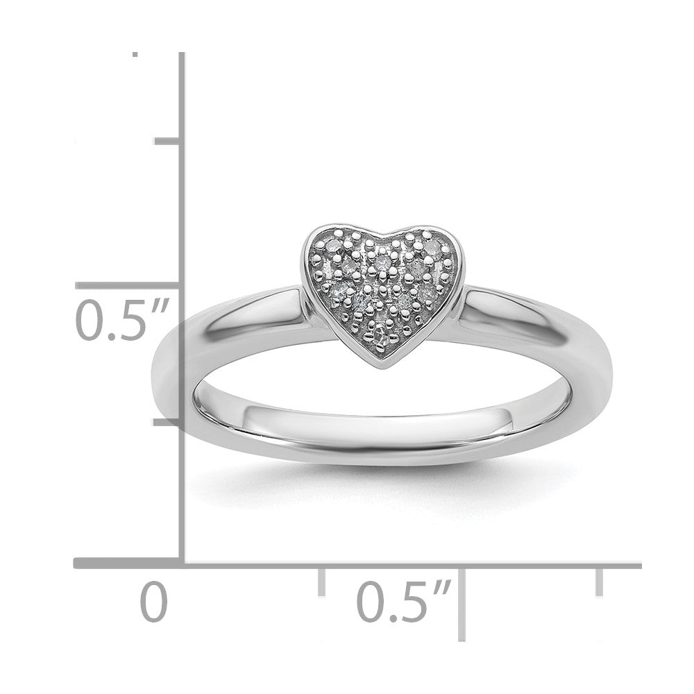 Sterling Silver Stackable Expressions Heart Diamond Ring