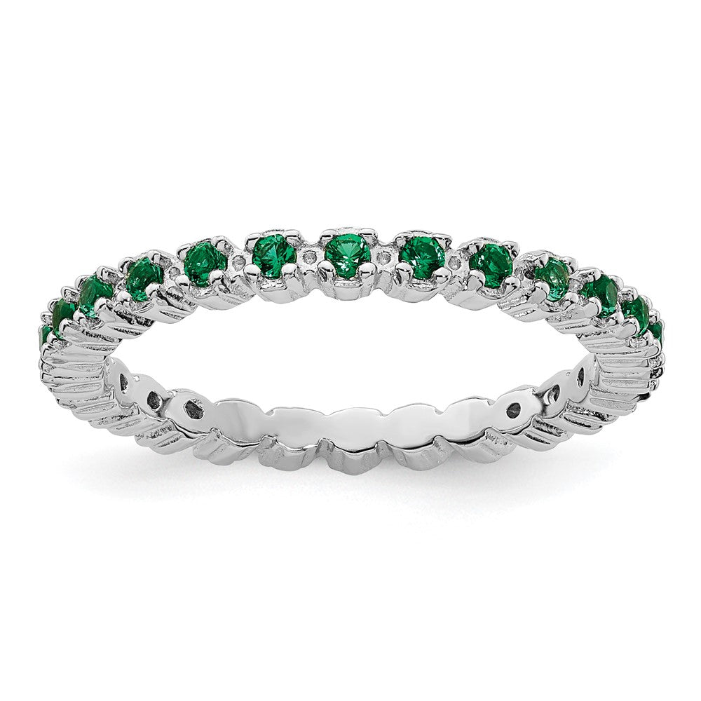 Sterling Silver Stackable Expressions Created Emerald Ring