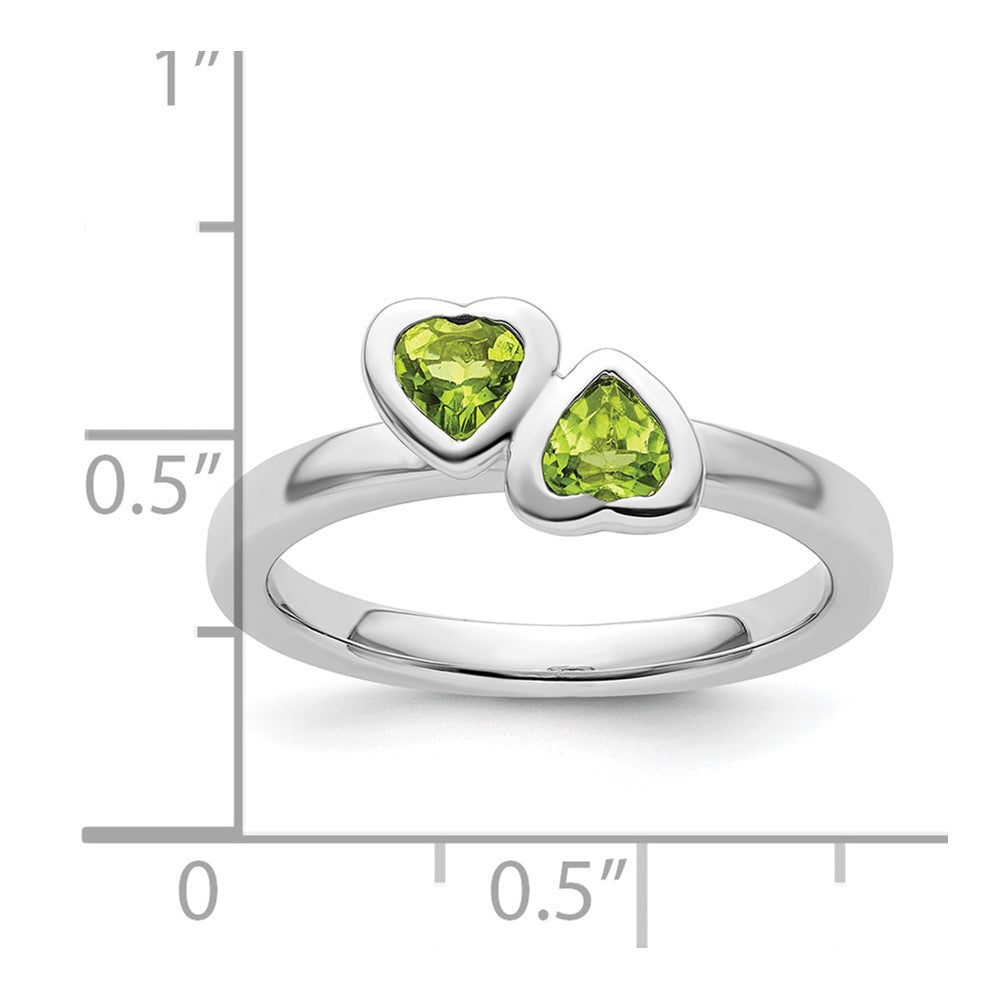 Sterling Silver Stackable Expressions Peridot Double Heart Ring