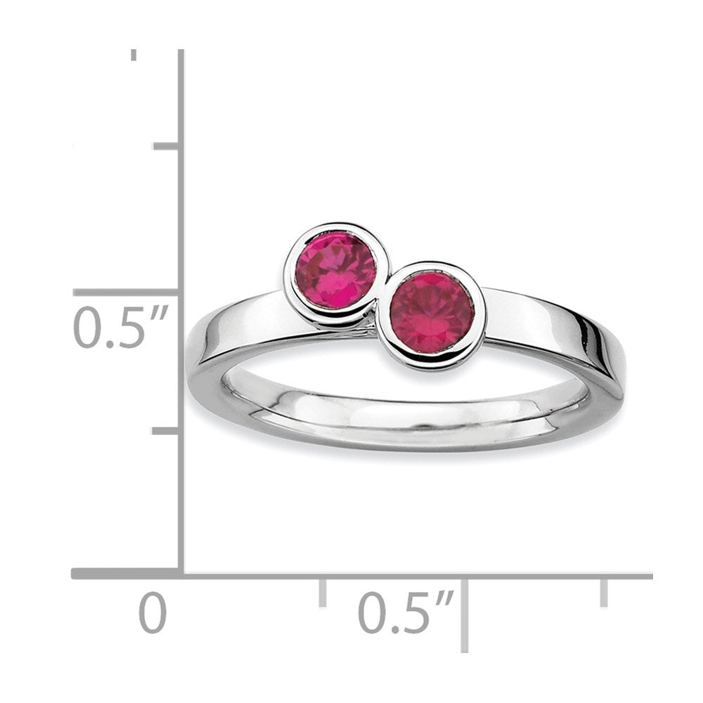 Sterling Silver Stackable Expressions Dbl Round Created Ruby Ring