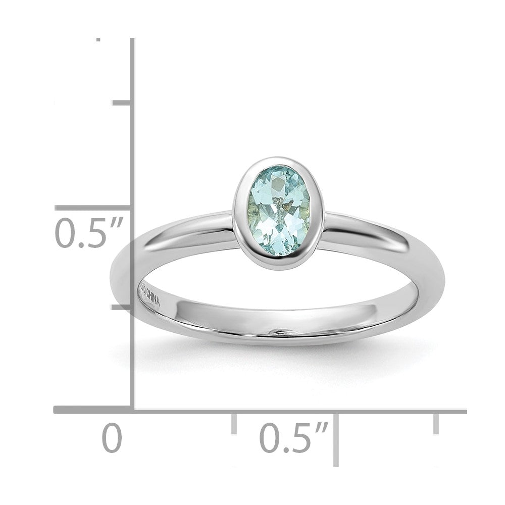 Sterling Silver Stackable Expressions Oval Aquamarine Ring