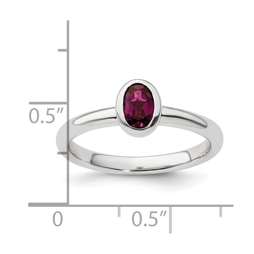 Sterling Silver Stackable Expressions Oval Rhodolite Garnet Ring