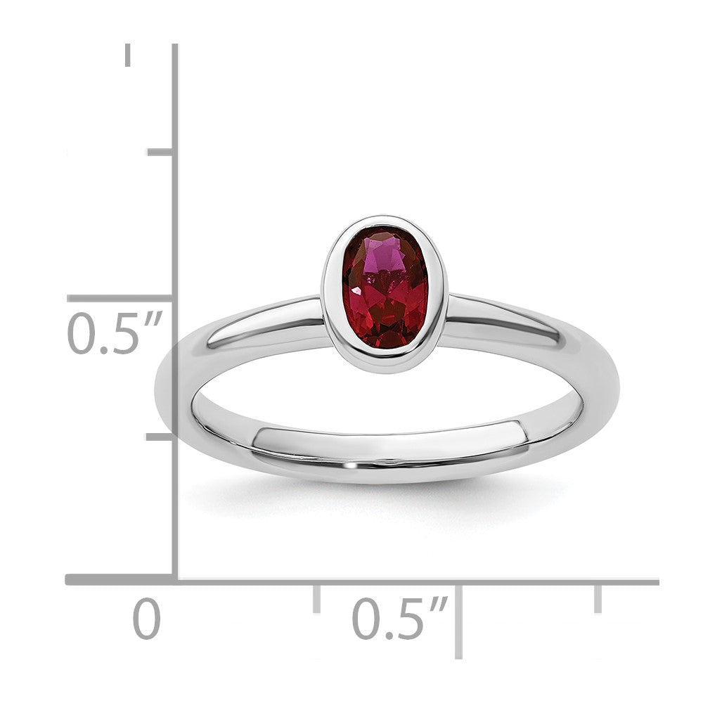Sterling Silver Stackable Expressions Oval Created Ruby Ring