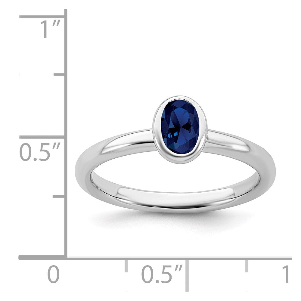 Sterling Silver Stackable Expressions Oval Created Sapphire Ring
