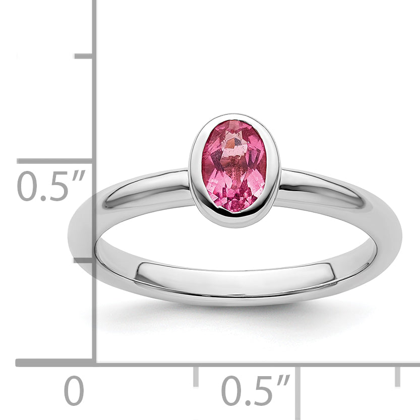 Sterling Silver Stackable Expressions Oval Pink Tourmaline Ring