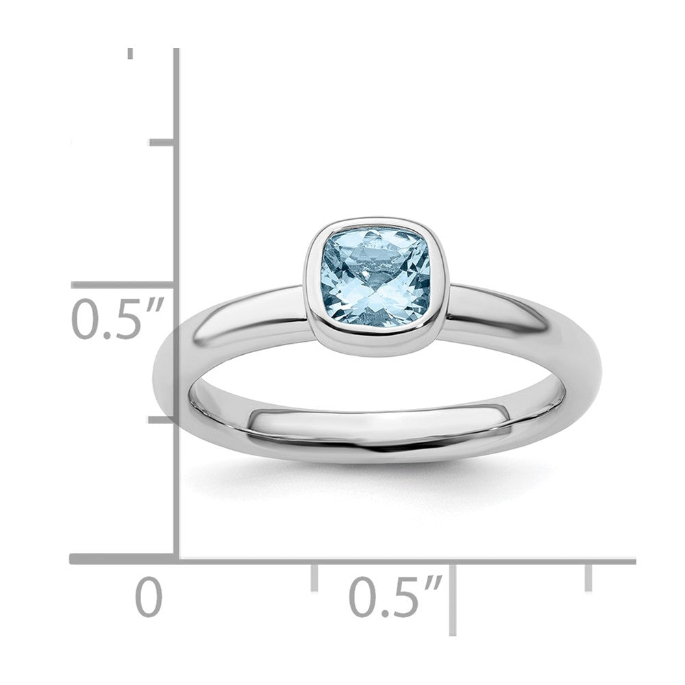 Sterling Silver Stackable Expressions Cushion Cut Aquamarine Ring