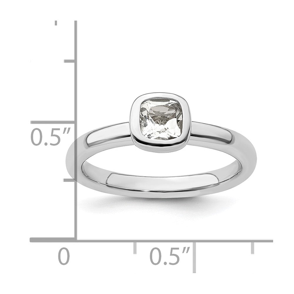Sterling Silver Stackable Expressions Cushion Cut White Topaz Ring