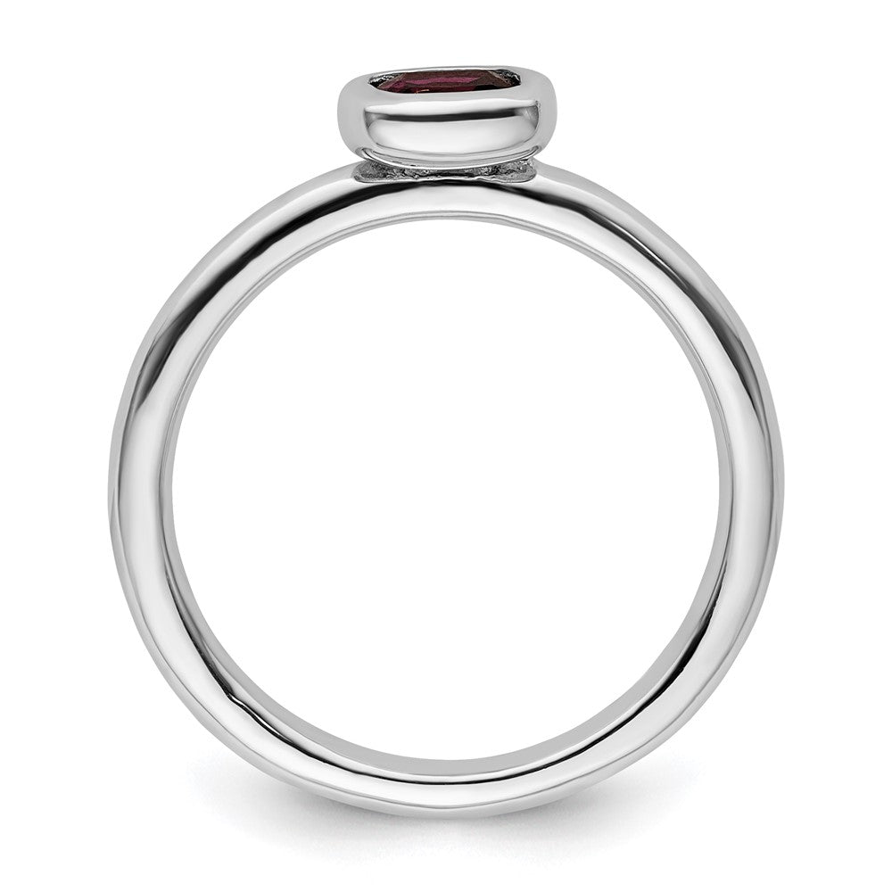 Sterling Silver Stackable Expressions Cushion Cut Rhod. Garnet Ring