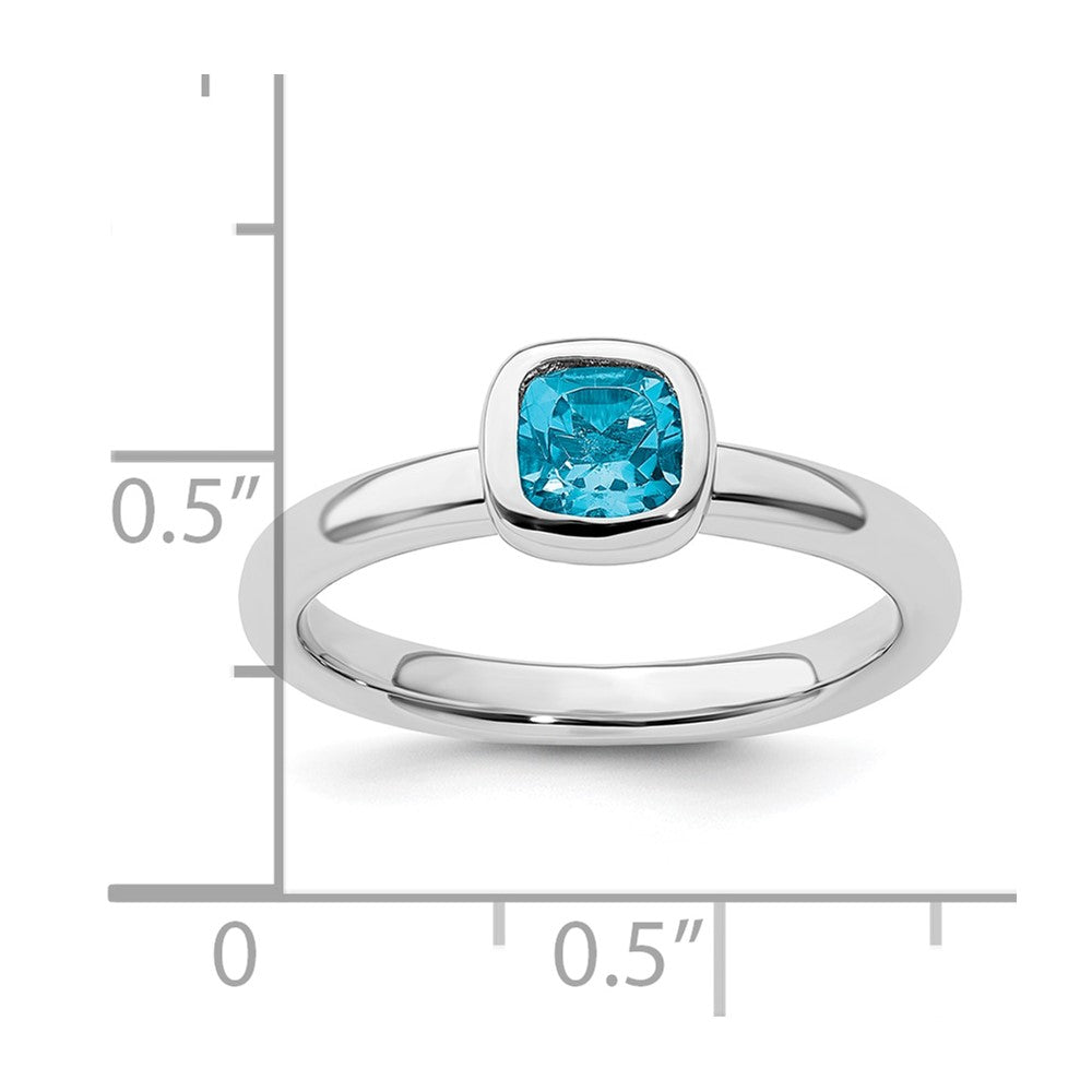 Sterling Silver Stackable Expressions Cushion Cut Blue Topaz Ring