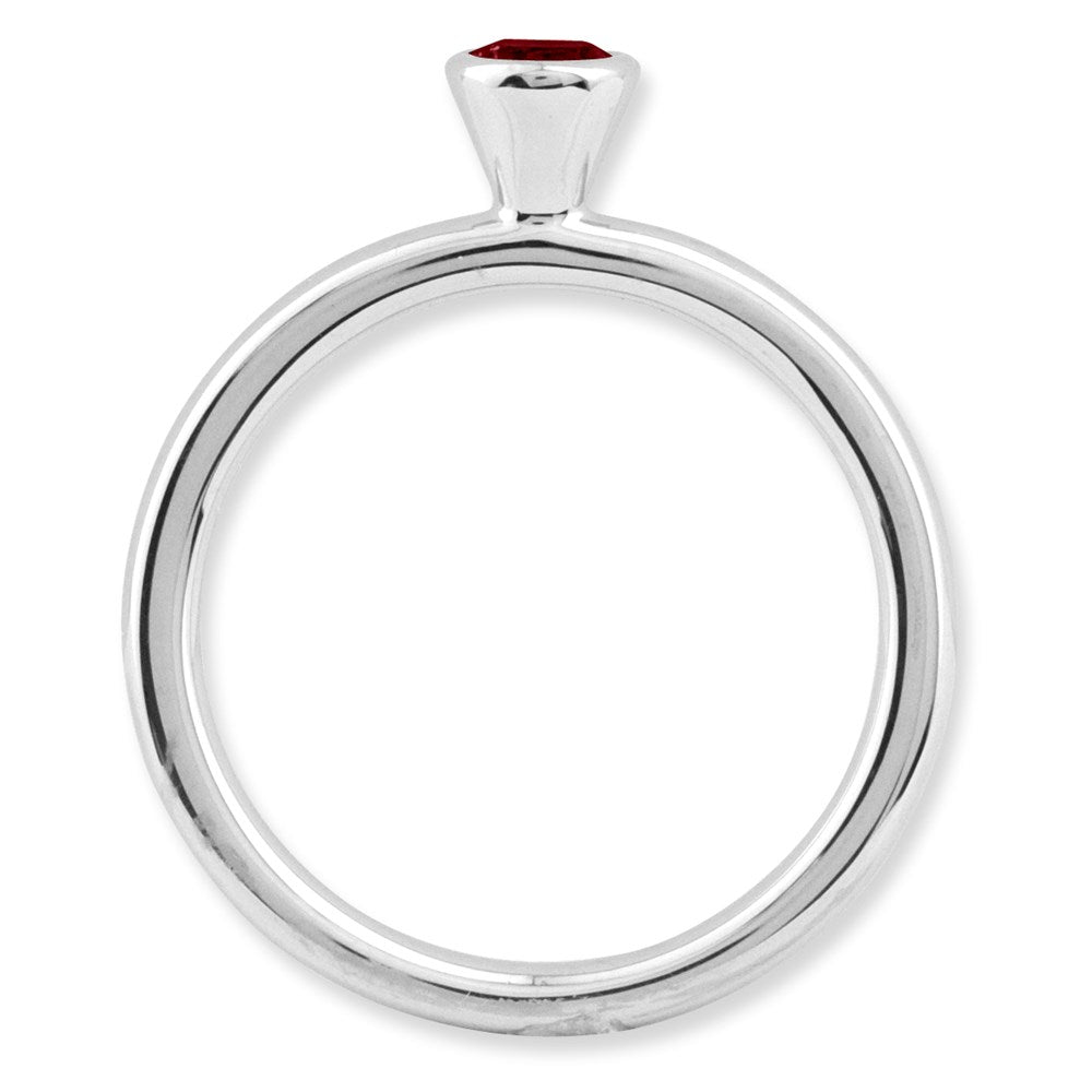 Sterling Silver Stackable Expressions High 4mm Round Garnet Ring