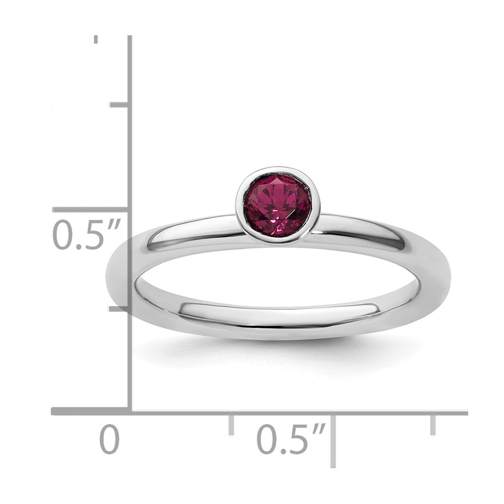 SS Stackable Expressions High 4mm Round Rhodolite Garnet Ring