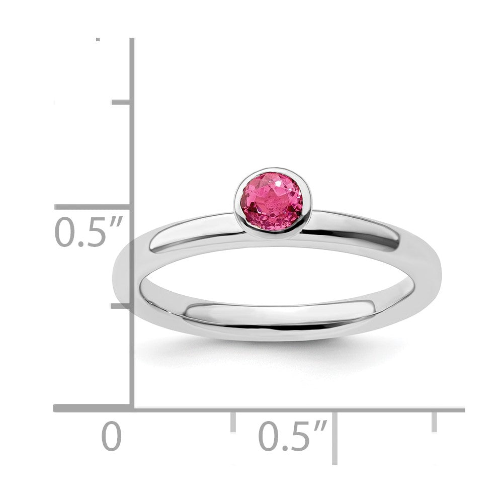 SS Stackable Expressions High 4mm Round Pink Tourmaline Ring