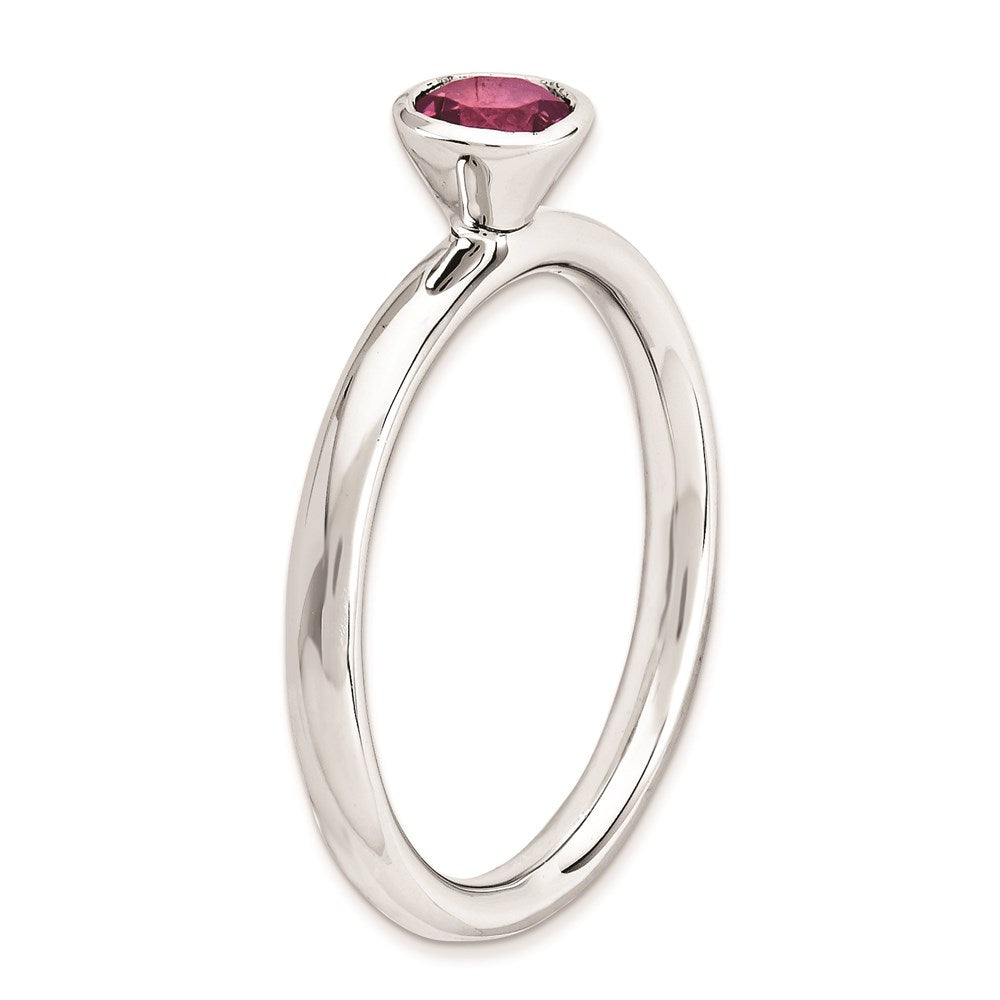 SS Stackable Expressions High 5mm Round Pink Tourmaline Ring