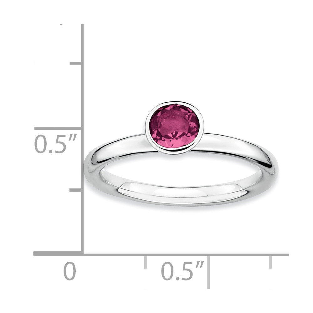 SS Stackable Expressions High 5mm Round Pink Tourmaline Ring