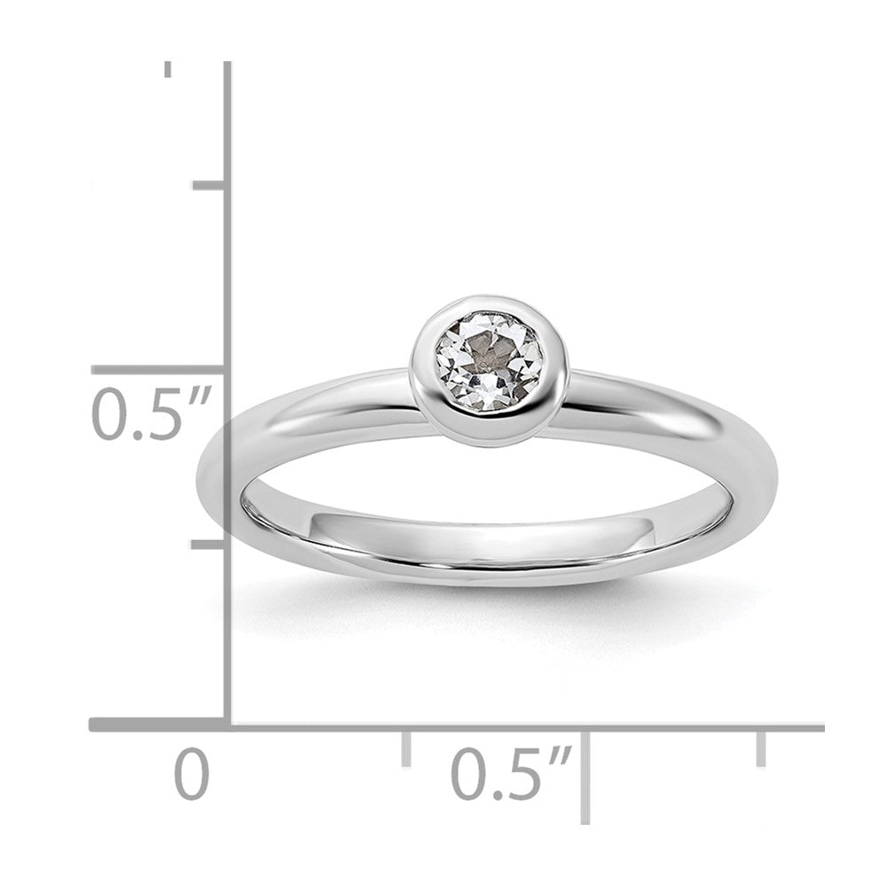 Sterling Silver Stackable Expressions Low 4mm Round White Topaz Ring