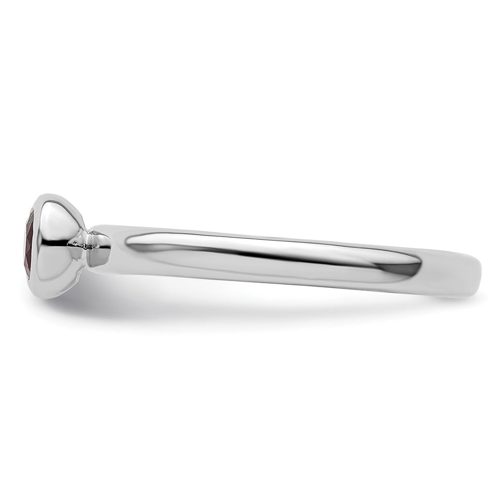 SS Stackable Expressions Low 4mm Round Rhodolite Garnet Ring