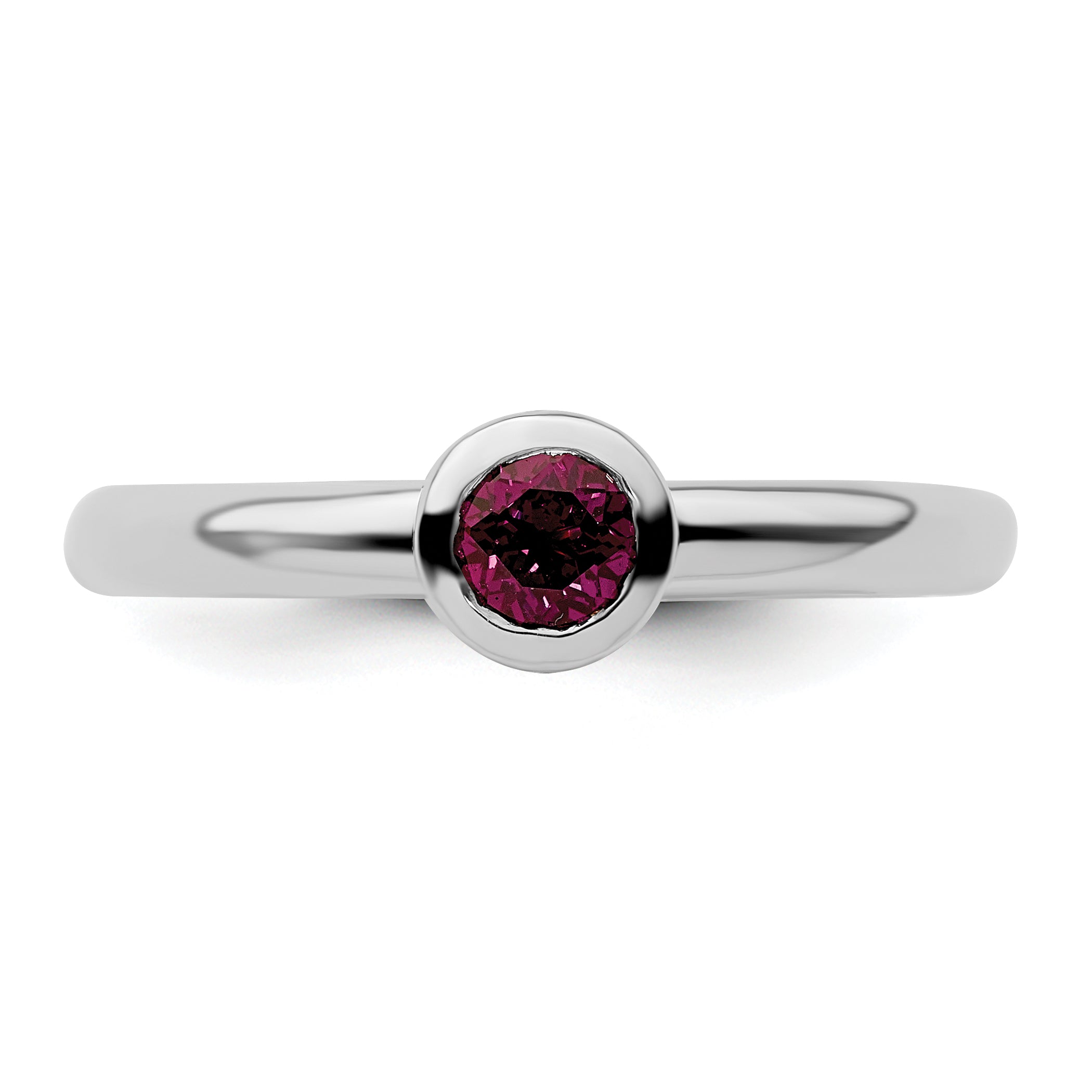 SS Stackable Expressions Low 4mm Round Rhodolite Garnet Ring