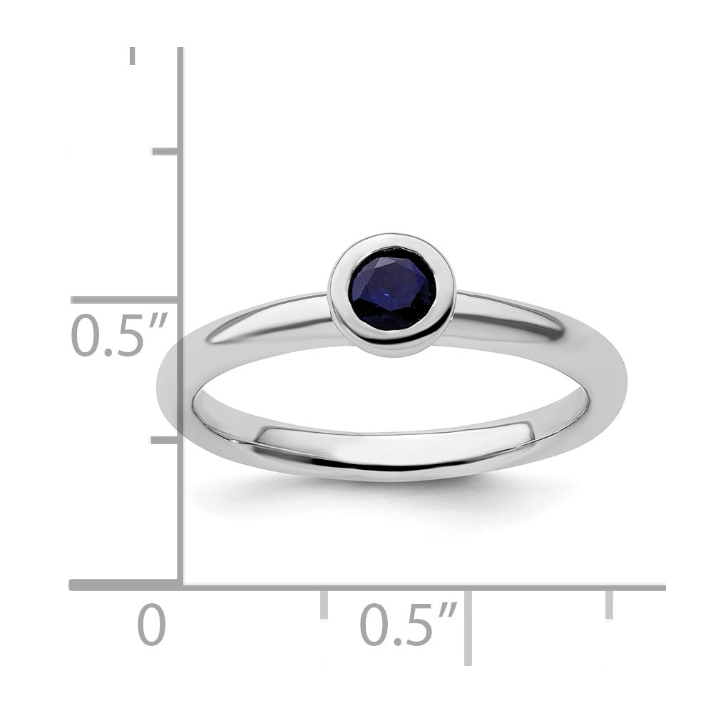 Sterling Silver Stackable Expressions Low 4mm Round Cr. Sapphire Ring