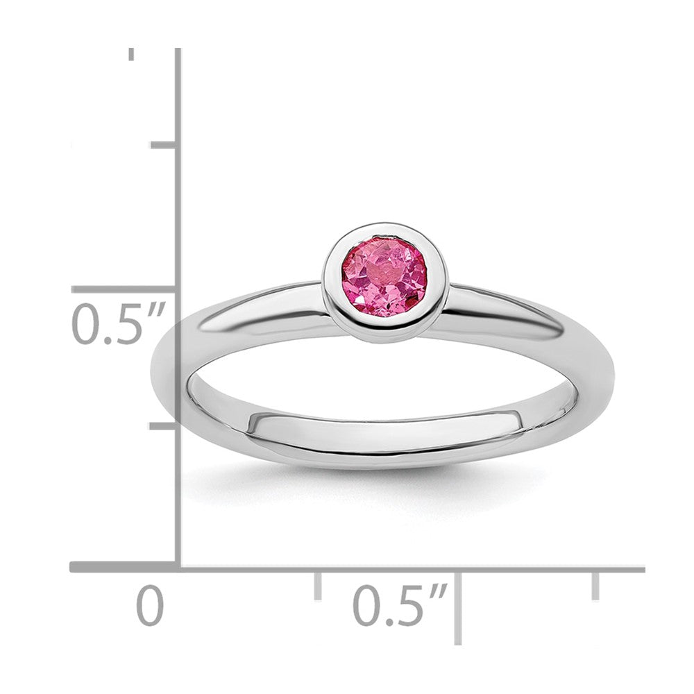 SS Stackable Expressions Low 4mm Round Pink Tourmaline Ring