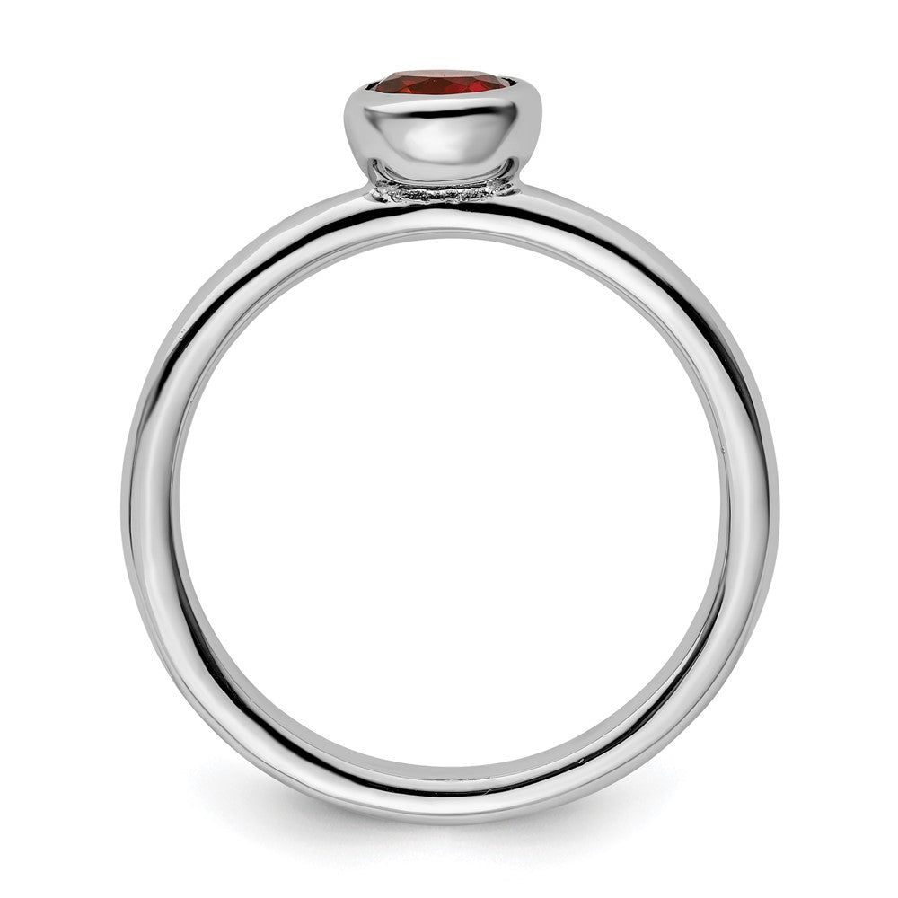 Sterling Silver Stackable Expressions Low 5mm Round Garnet Ring