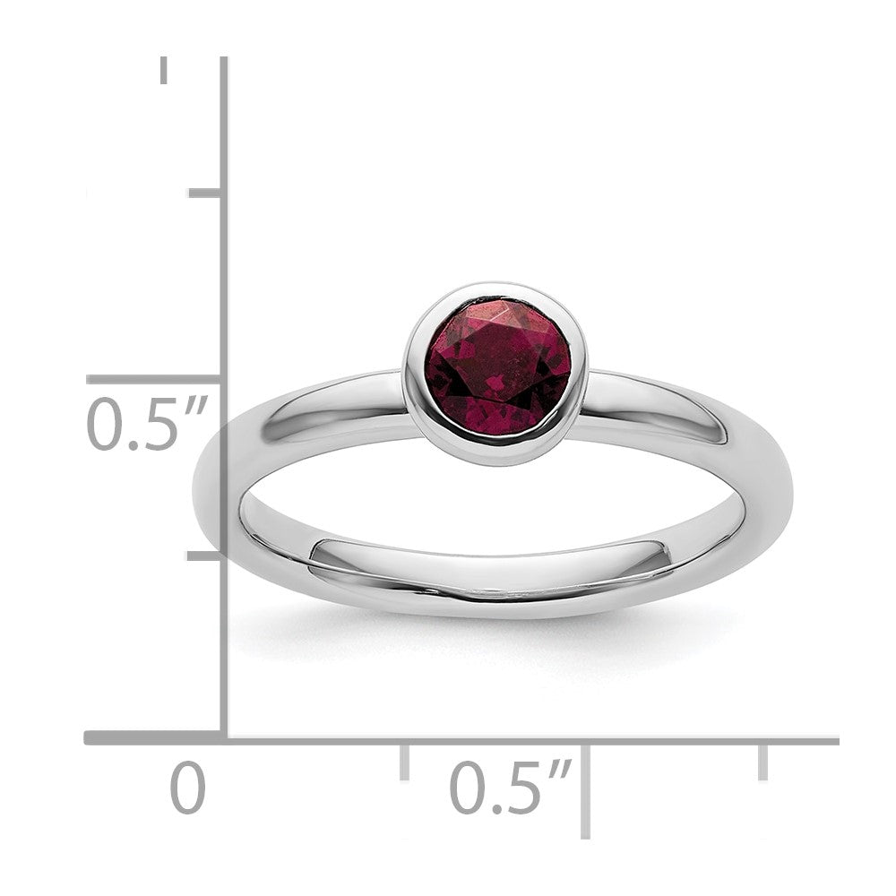 SS Stackable Expressions Low 5mm Round Rhodolite Garnet Ring