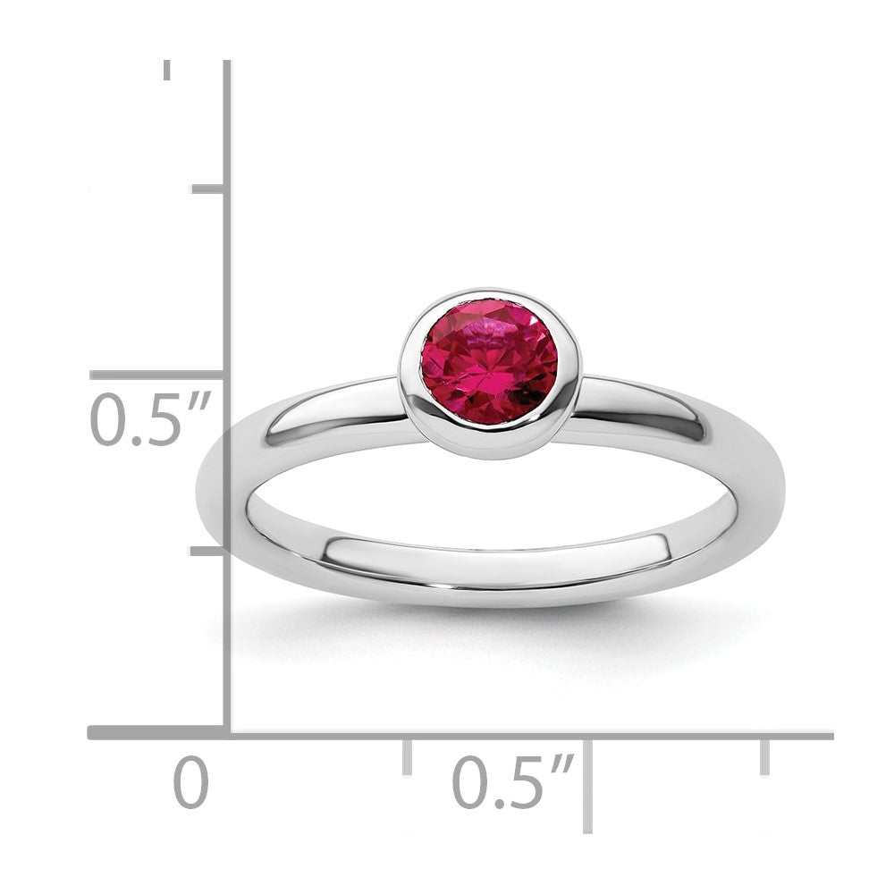 Sterling Silver Stackable Expressions Low 5mm Round Cr. Ruby Ring
