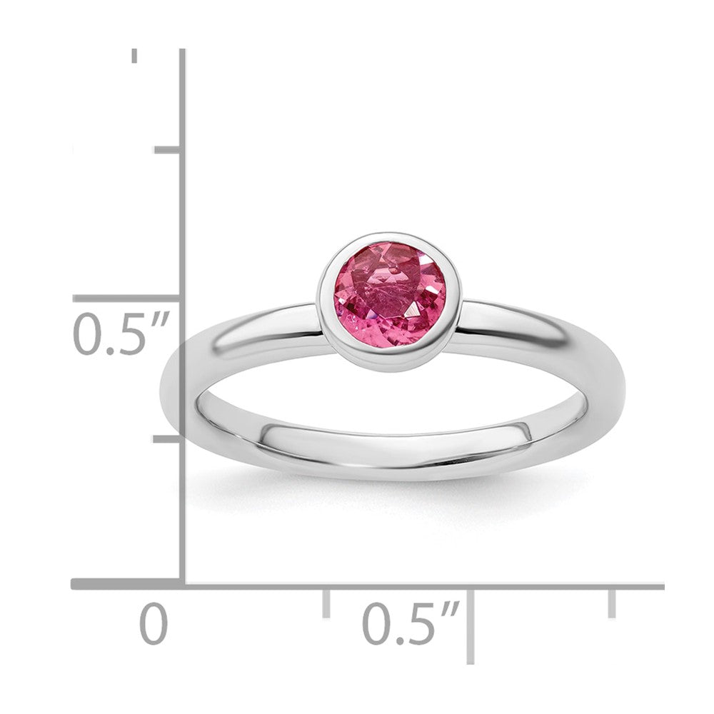 SS Stackable Expressions Low 5mm Round Pink Tourmaline Ring